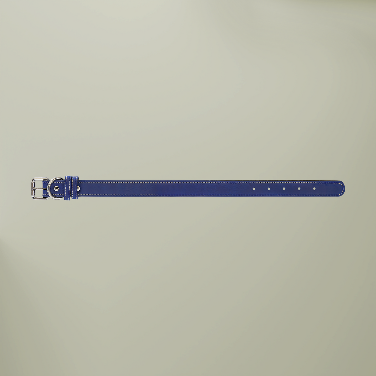 Collare in Pelle — blu, fibbia argento